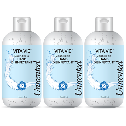 Vita Vie Moisturizing Hand Disinfectant Gel, Unscented, 8 oz (3-pack)