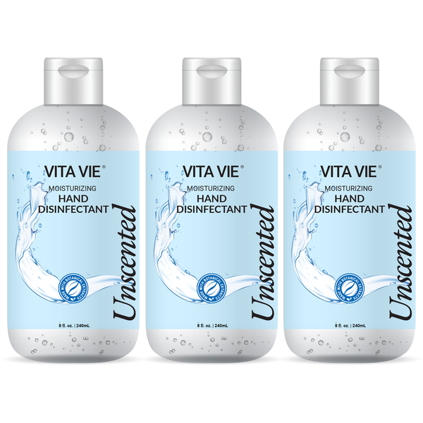 Vita Vie Moisturizing Hand Disinfectant Gel, Unscented, 8 oz (3-pack)