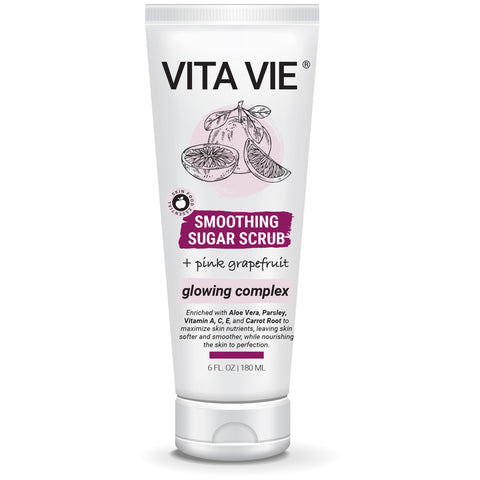 Vita Vie Smoothing Sugar Scrub + Pink Grapefruit, 6 fl oz